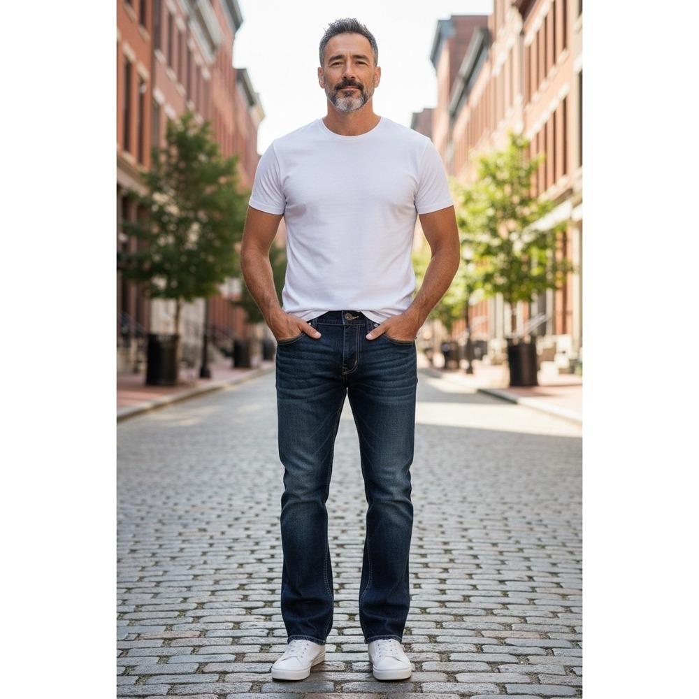 Silver Jeans Co Zac Relaxed Straight Leg Dark Wash Jeans Mens 36x32 Distressed